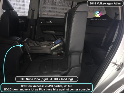 2018 Volkswagen Atlas 2nd row Pipa in 2C prevents complete 2D 2C tilting as hits on center console